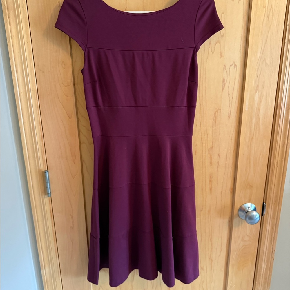 Banana Republic Red Fit and Flare Mini Dress Bateau Neckline